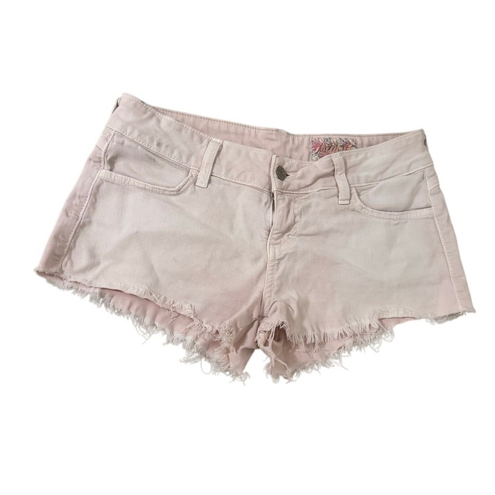 Siwy Pink Denim Cutoff Shorts Size 26 Frayed Hem Heart Pocket Distressed